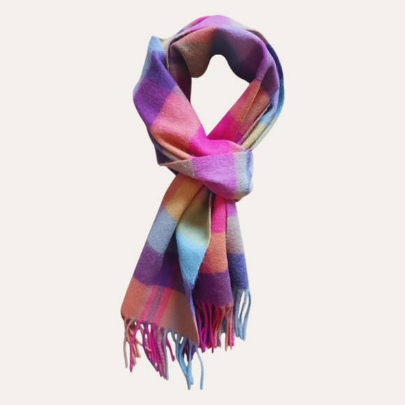 Fraser Scott Lambswool Colorful Plaid Checked Tartan Scarf - Picture 1 of 7